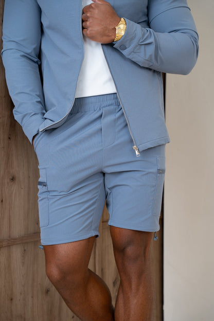 Premium Detail Cargo Shorts V2 - Steel Blue