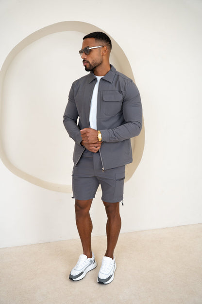 Premium Detail Cargo Shorts V2 - Charcoal