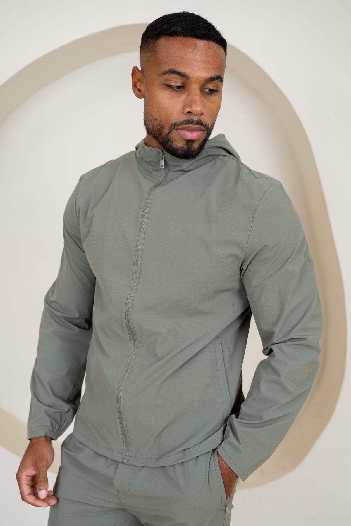 Premium Technical Windbreaker Jacket - Taupe