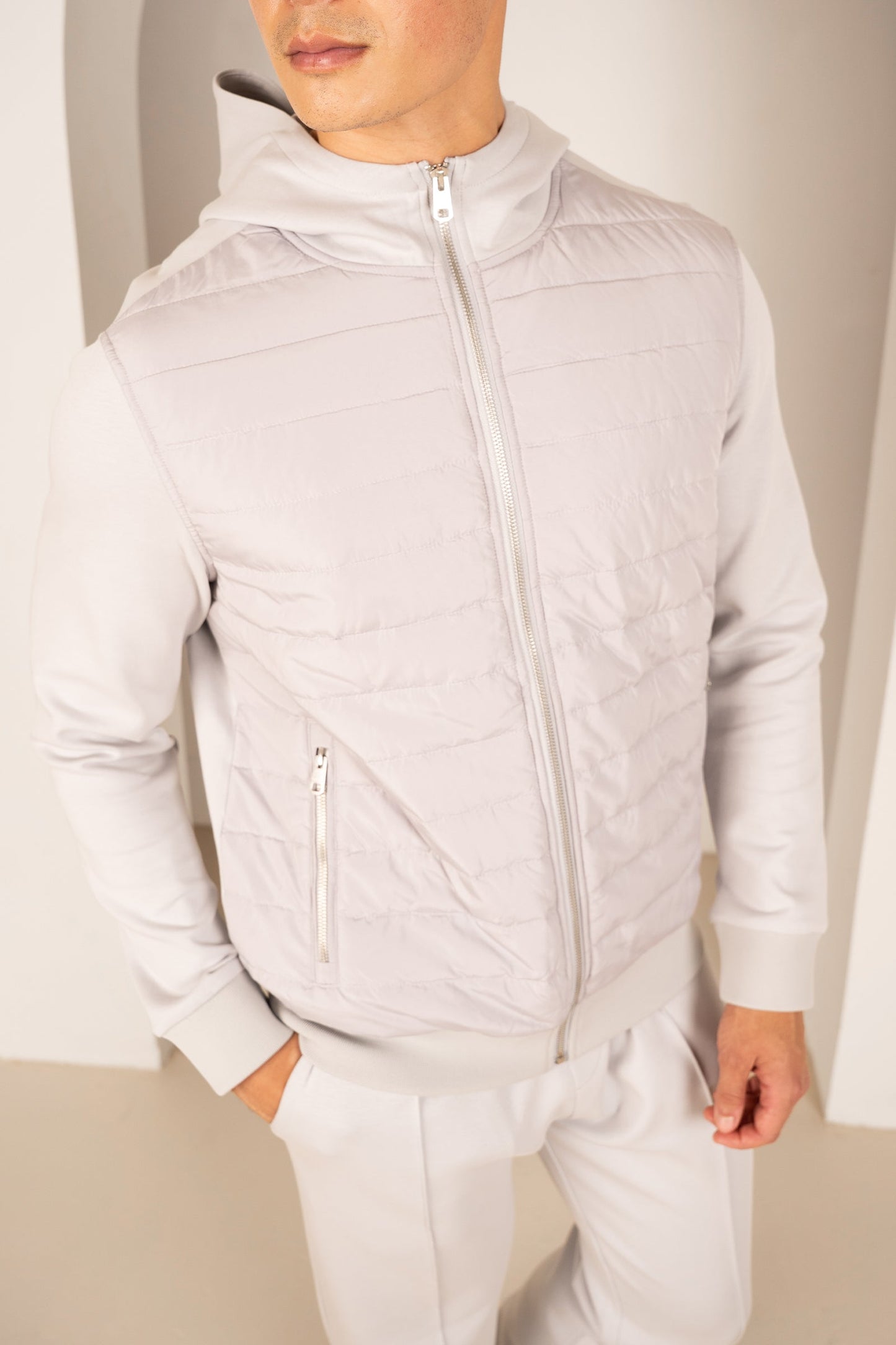 Pintuck Interlock Jogger - Light Grey