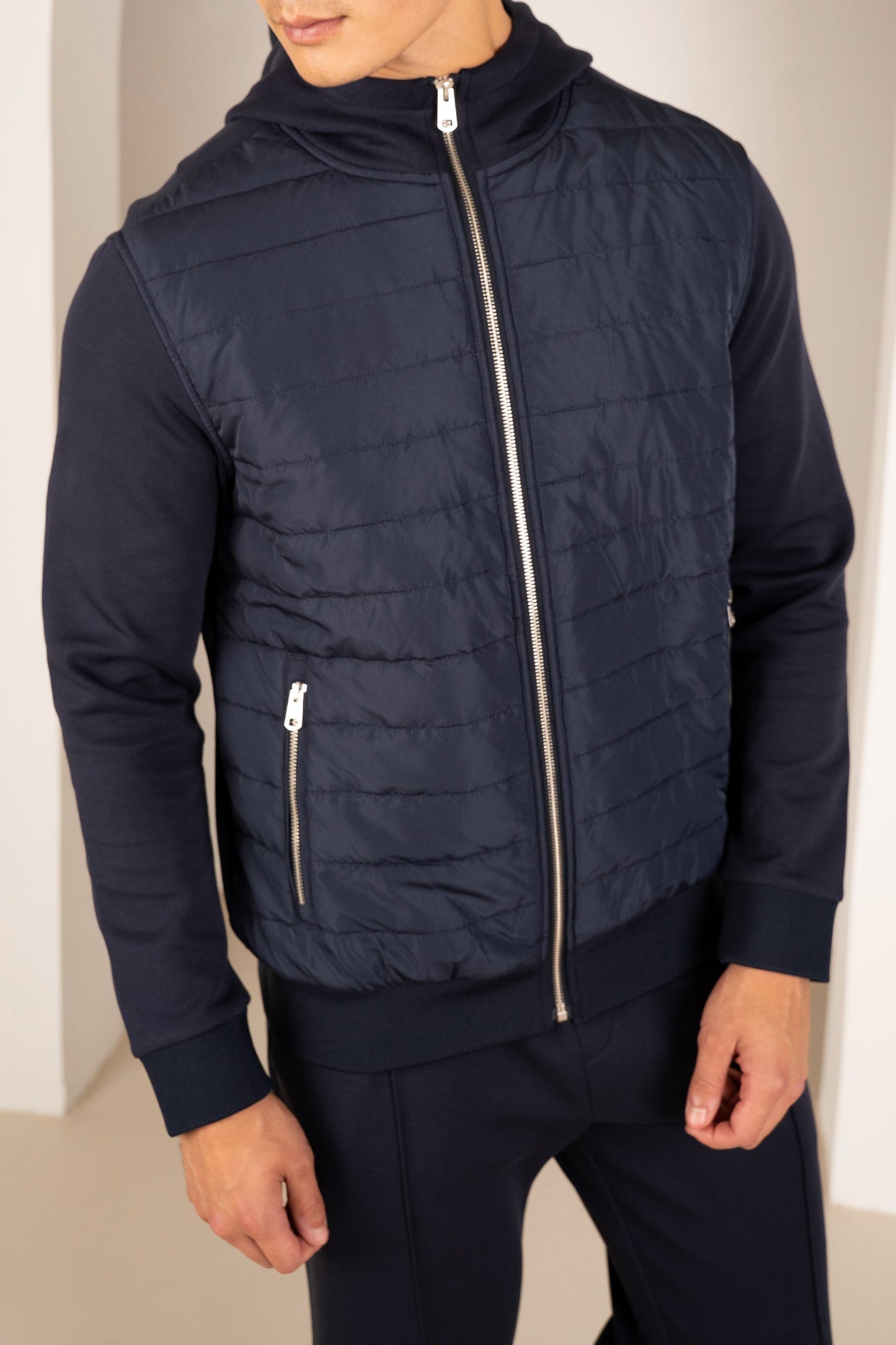 Pintuck Interlock Jogger - Navy