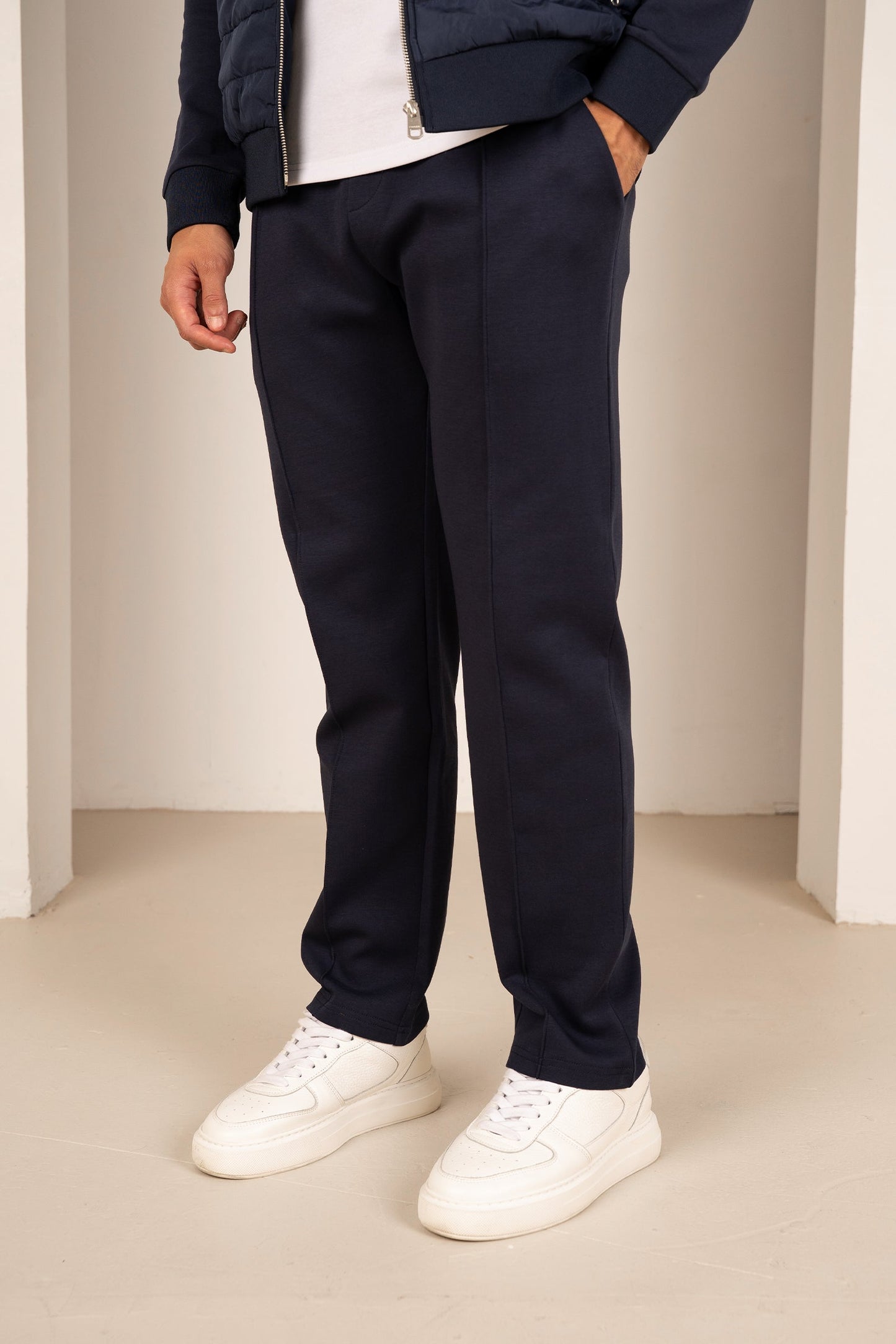 Pintuck Interlock Jogger - Navy