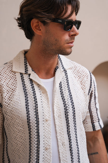 Stripe Crochet Shirt - Off White