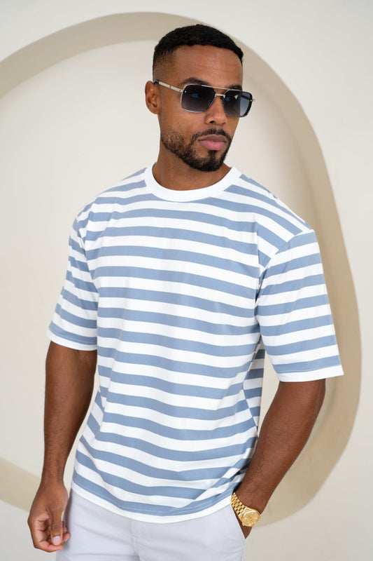 Relaxed Fit Stripe T-Shirt - Blue