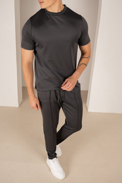 Premium Scuba Pintuck Joggers - Charcoal