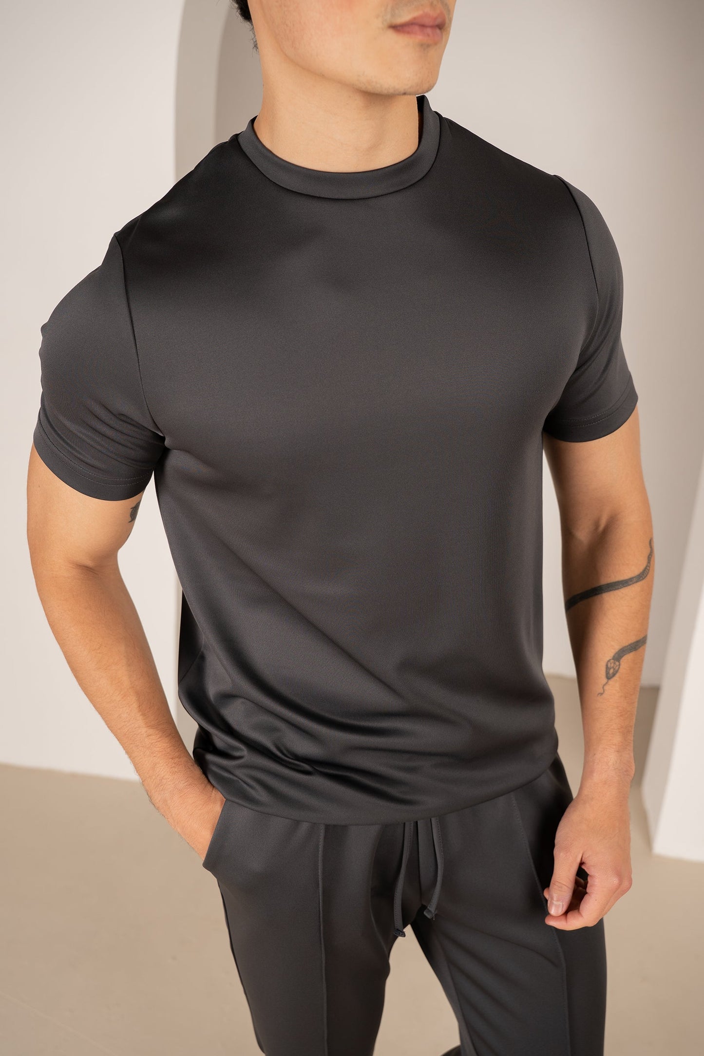 Premium Scuba Pintuck Joggers - Charcoal